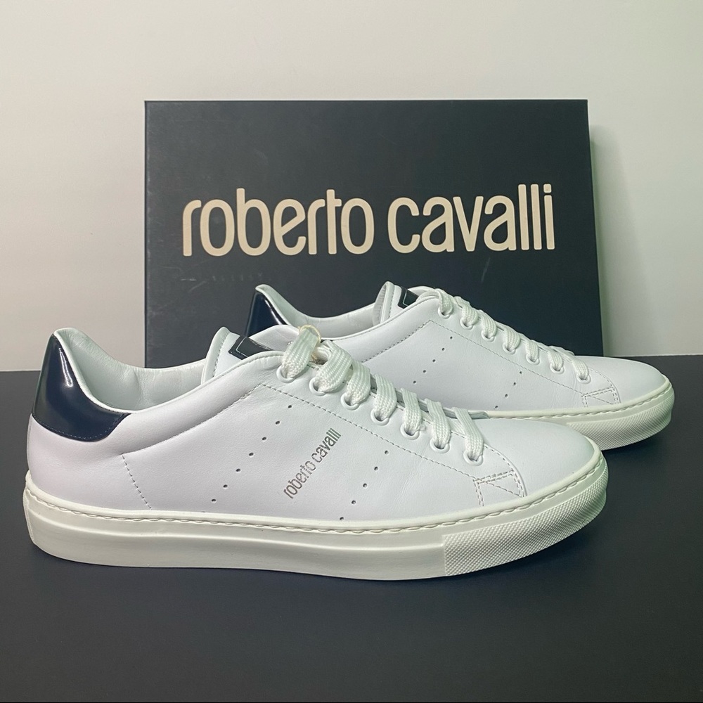 Roberto Cavalli White Leather Sneakers